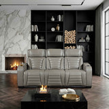 Cyber Gray Power Double Reclining Sofa with Center Drop-Down by Homelegance at Eve Furniture
