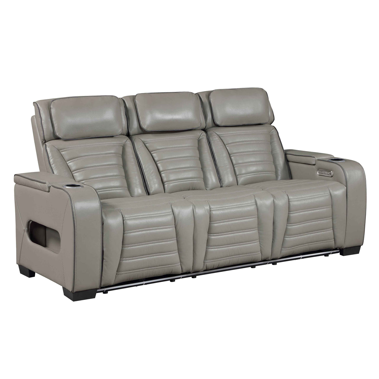 Cyber Gray Power Double Reclining Sofa with Center Drop-Down by Homelegance at Eve Furniture