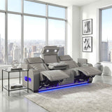 Cyber Gray Power Double Reclining Sofa with Center Drop-Down by Homelegance at Eve Furniture
