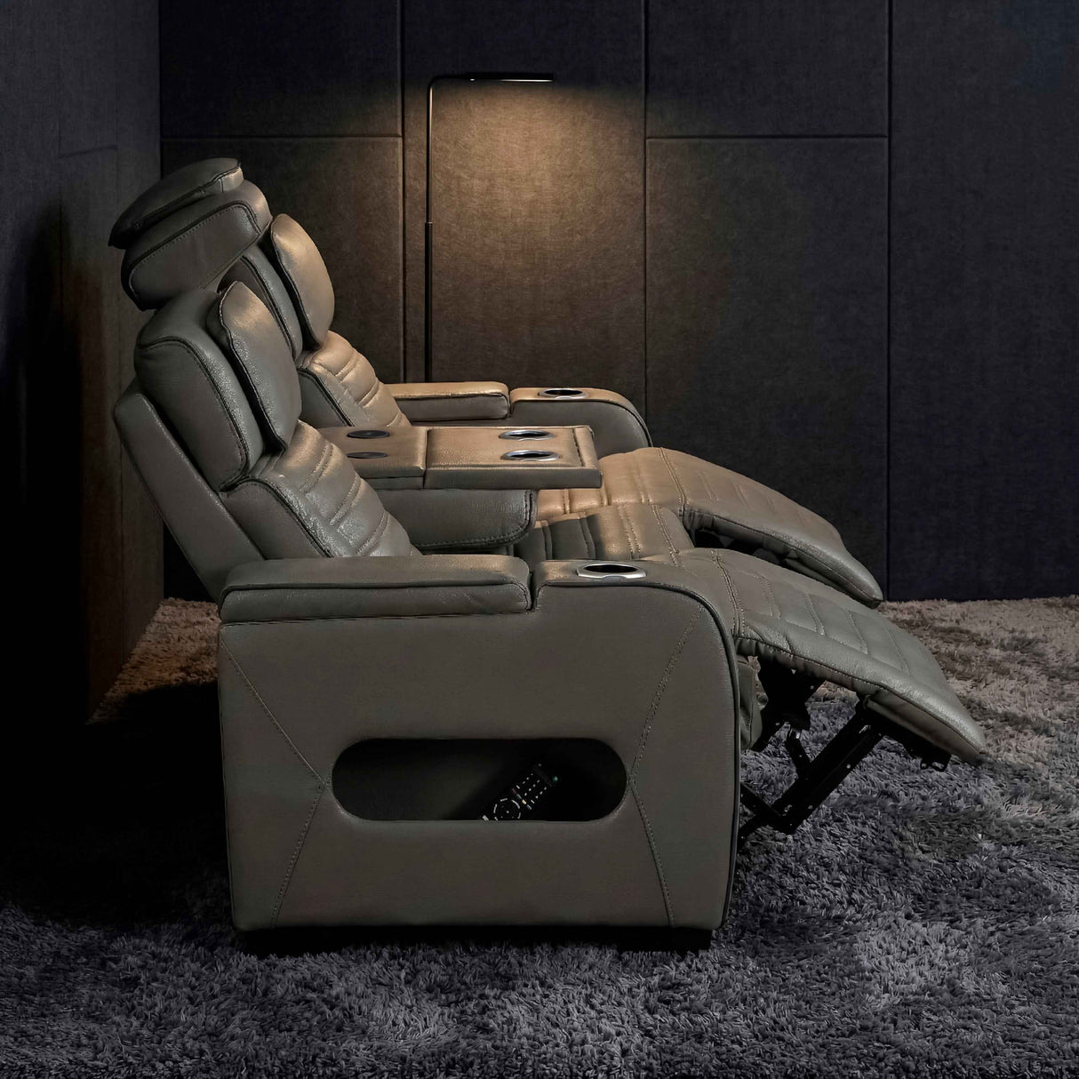 Cyber Gray Power Double Reclining Sofa with Center Drop-Down by Homelegance at Eve Furniture