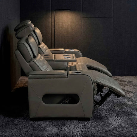 Cyber Gray Power Double Reclining Sofa with Center Drop-Down by Homelegance at Eve Furniture