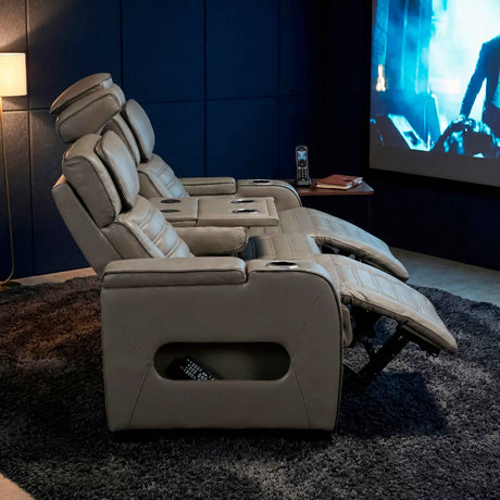 Cyber Gray Power Double Reclining Sofa with Center Drop-Down by Homelegance at Eve Furniture
