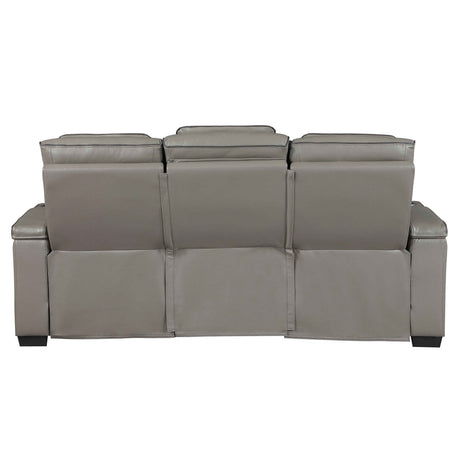 Cyber Gray Power Double Reclining Sofa with Center Drop-Down by Homelegance at Eve Furniture