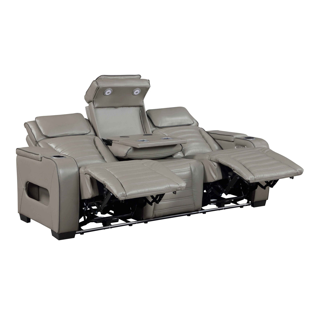 Cyber Gray Power Double Reclining Sofa with Center Drop-Down by Homelegance at Eve Furniture