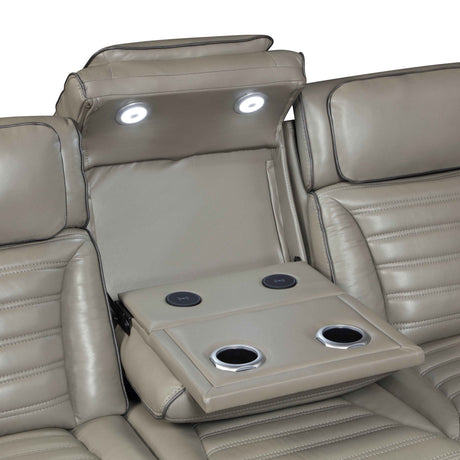 Cyber Gray Power Double Reclining Sofa with Center Drop-Down by Homelegance at Eve Furniture