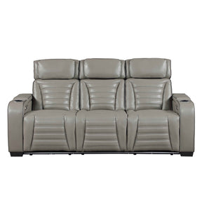Cyber Gray Power Double Reclining Sofa with Center Drop-Down by Homelegance at Eve Furniture