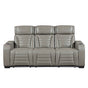 Cyber Gray Power Double Reclining Sofa with Center Drop-Down by Homelegance at Eve Furniture