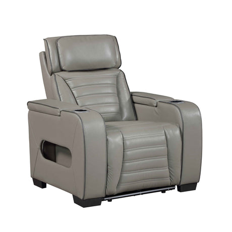 Cyber Gray Power Reclining Chair with Power Headrest by Homelegance at Eve Furniture