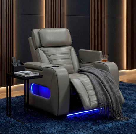 Cyber Gray Power Reclining Chair with Power Headrest by Homelegance at Eve Furniture