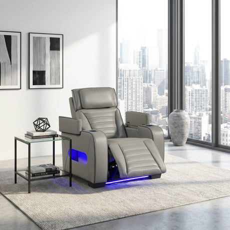 Cyber Gray Power Reclining Chair with Power Headrest by Homelegance at Eve Furniture