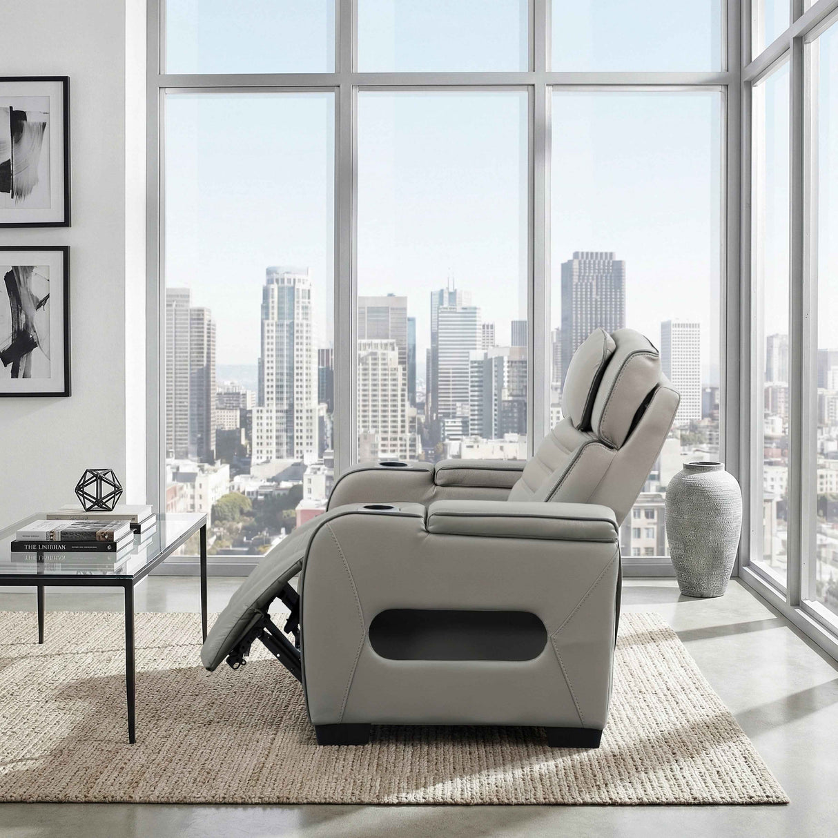 Cyber Gray Power Reclining Chair with Power Headrest by Homelegance at Eve Furniture