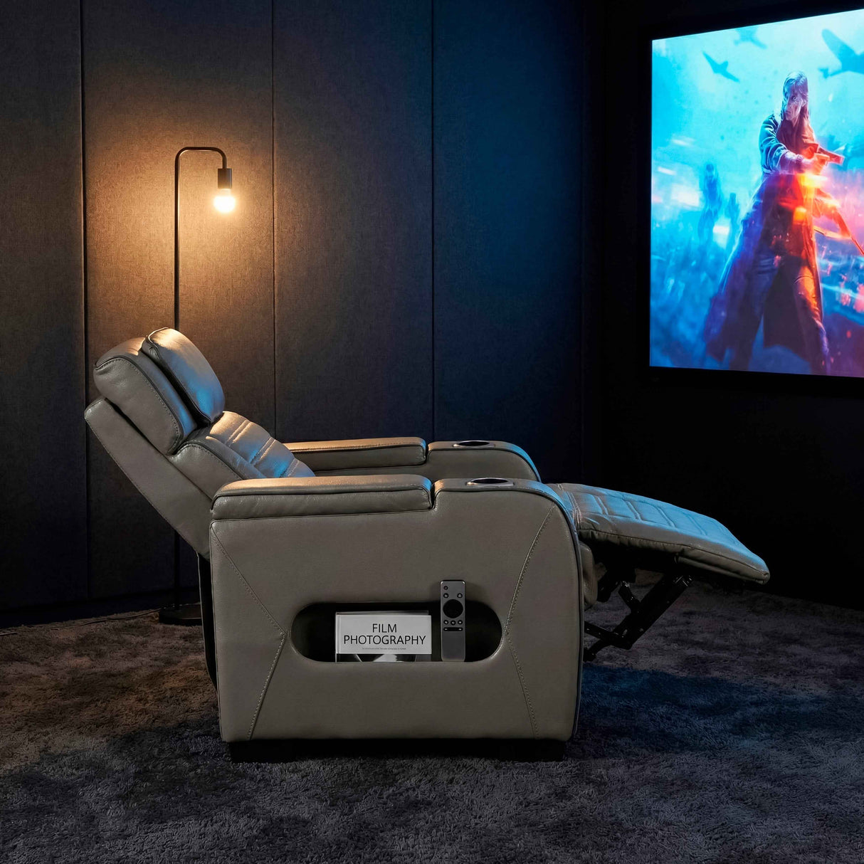 Cyber Gray Power Reclining Chair with Power Headrest by Homelegance at Eve Furniture