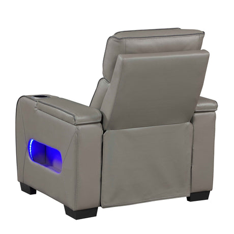 Cyber Gray Power Reclining Chair with Power Headrest by Homelegance at Eve Furniture