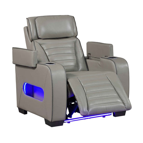 Cyber Gray Power Reclining Chair with Power Headrest by Homelegance at Eve Furniture