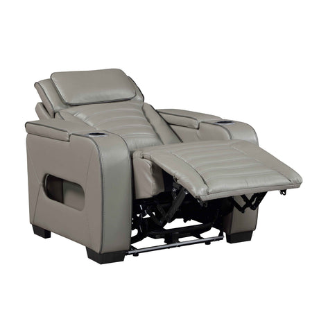 Cyber Gray Power Reclining Chair with Power Headrest by Homelegance at Eve Furniture