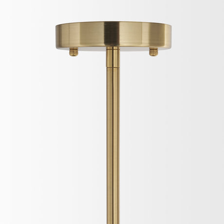 Cybill Brushed Brass w/ White Metal Shade 1-Light Wall Pendant by Mercana at Eve Furniture