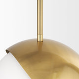 Cybill Brushed Brass w/ White Metal Shade 1-Light Wall Pendant by Mercana at Eve Furniture