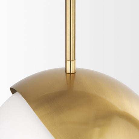 Cybill Brushed Brass w/ White Metal Shade 1-Light Wall Pendant by Mercana at Eve Furniture