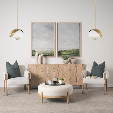 Cybill Brushed Brass w/ White Metal Shade 1-Light Wall Pendant by Mercana at Eve Furniture