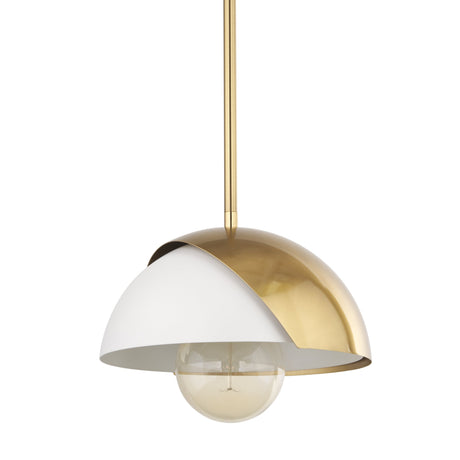 Cybill Brushed Brass w/ White Metal Shade 1-Light Wall Pendant by Mercana at Eve Furniture