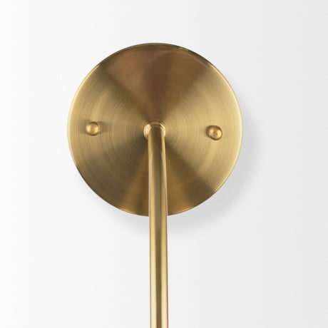 Cybill Brushed Brass w/ White Metal Shade 1-Light Wall Sconce by Mercana at Eve Furniture