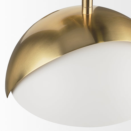 Cybill Brushed Brass w/ White Metal Shade 1-Light Wall Sconce by Mercana at Eve Furniture