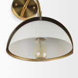 Cybill Brushed Brass w/ White Metal Shade 1-Light Wall Sconce by Mercana at Eve Furniture