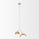 Cybill Brushed Brass w/ White Metal Shades 2-Light Chandelier by Mercana at Eve Furniture