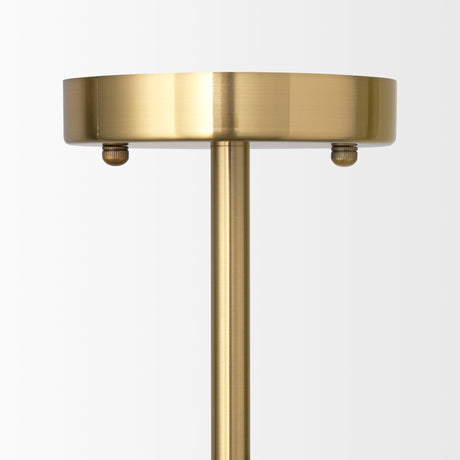 Cybill Brushed Brass w/ White Metal Shades 2-Light Chandelier by Mercana at Eve Furniture