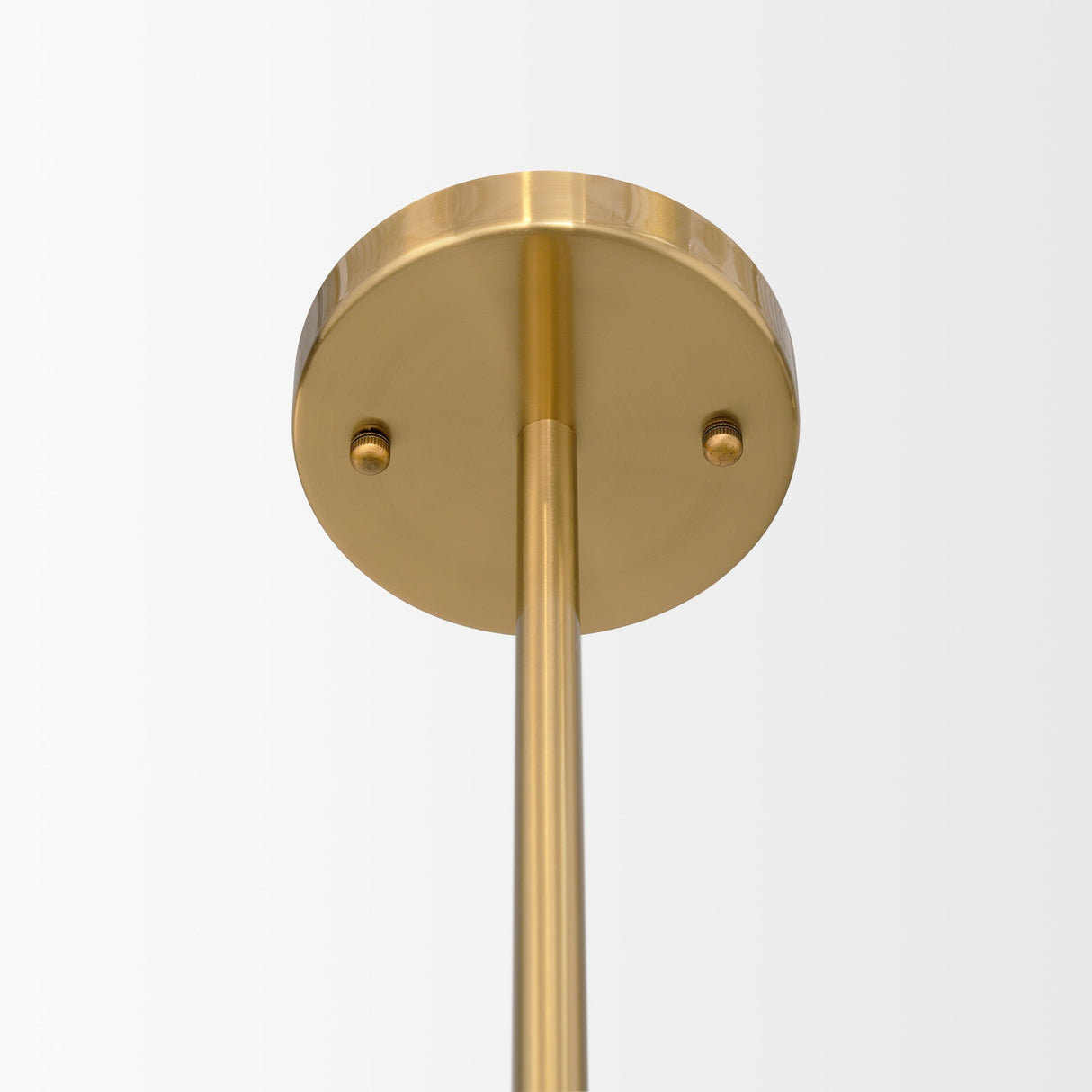 Cybill Brushed Brass w/ White Metal Shades 2-Light Chandelier by Mercana at Eve Furniture