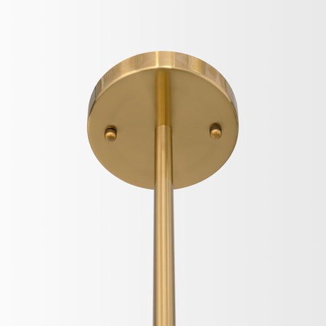 Cybill Brushed Brass w/ White Metal Shades 2-Light Chandelier by Mercana at Eve Furniture