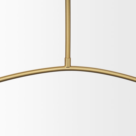 Cybill Brushed Brass w/ White Metal Shades 2-Light Chandelier by Mercana at Eve Furniture