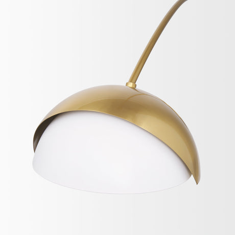 Cybill Brushed Brass w/ White Metal Shades 2-Light Chandelier by Mercana at Eve Furniture