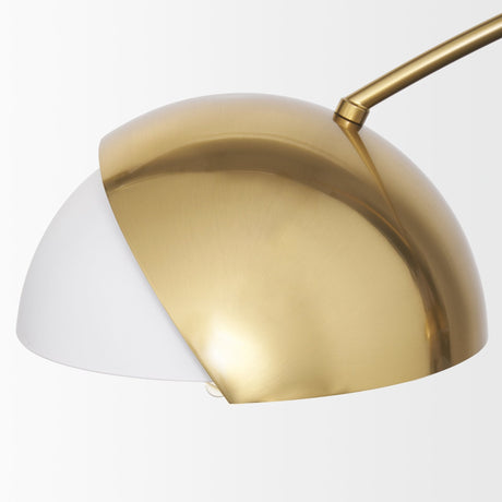Cybill Brushed Brass w/ White Metal Shades 2-Light Chandelier by Mercana at Eve Furniture