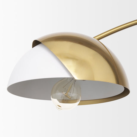 Cybill Brushed Brass w/ White Metal Shades 2-Light Chandelier by Mercana at Eve Furniture