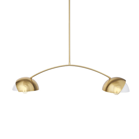 Cybill Brushed Brass w/ White Metal Shades 2-Light Chandelier by Mercana at Eve Furniture