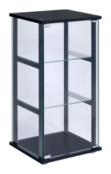 Cyclamen Black/Clear 3-Shelf Glass Curio Cabinet by Coaster at Eve Furniture