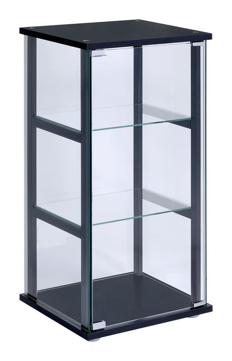 Cyclamen Black/Clear 3-Shelf Glass Curio Cabinet by Coaster at Eve Furniture