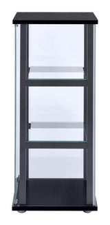 Cyclamen Black/Clear 3-Shelf Glass Curio Cabinet by Coaster at Eve Furniture
