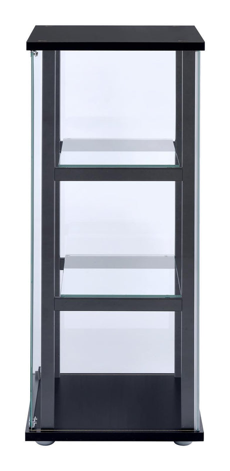Cyclamen Black/Clear 3-Shelf Glass Curio Cabinet by Coaster at Eve Furniture