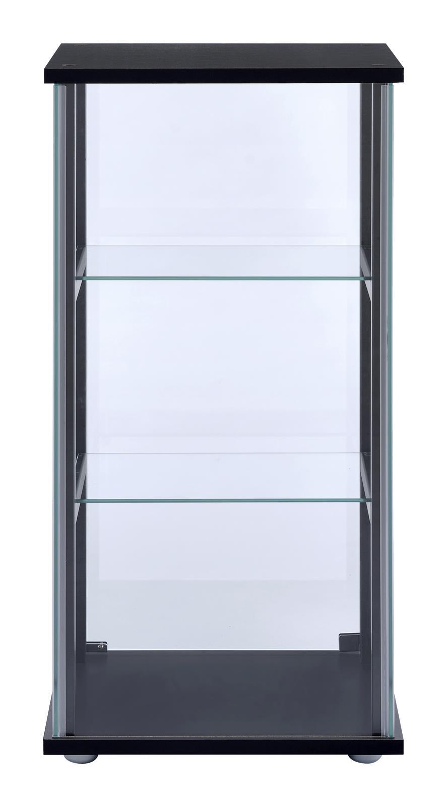 Cyclamen Black/Clear 3-Shelf Glass Curio Cabinet by Coaster at Eve Furniture