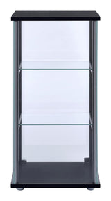 Cyclamen Black/Clear 3-Shelf Glass Curio Cabinet by Coaster at Eve Furniture