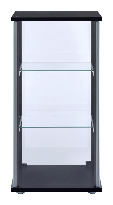Cyclamen Black/Clear 3-Shelf Glass Curio Cabinet by Coaster at Eve Furniture