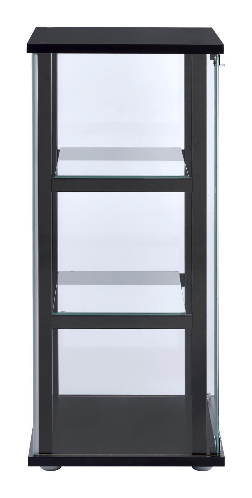 Cyclamen Black/Clear 3-Shelf Glass Curio Cabinet by Coaster at Eve Furniture