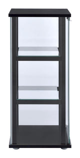 Cyclamen Black/Clear 3-Shelf Glass Curio Cabinet by Coaster at Eve Furniture