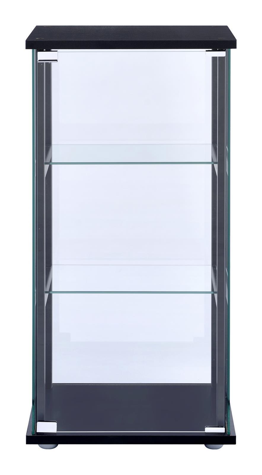 Cyclamen Black/Clear 3-Shelf Glass Curio Cabinet by Coaster at Eve Furniture