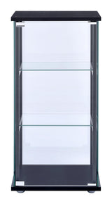 Cyclamen Black/Clear 3-Shelf Glass Curio Cabinet by Coaster at Eve Furniture