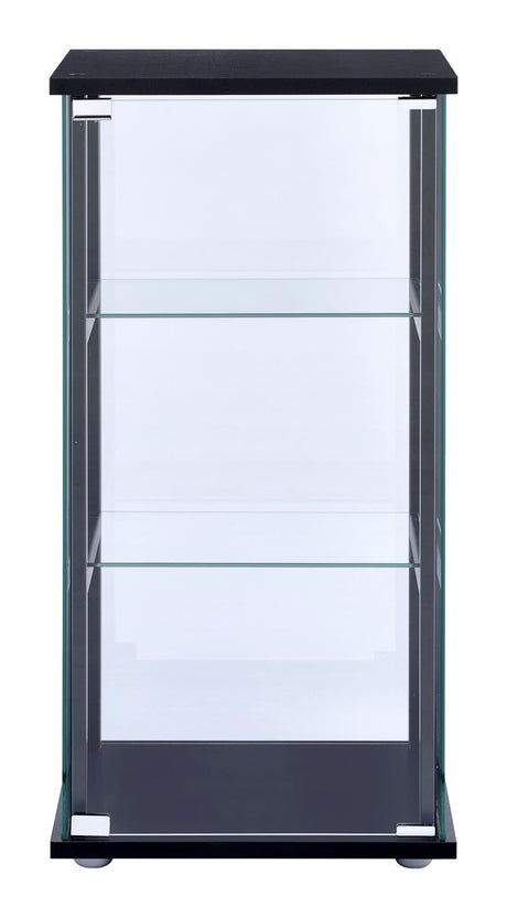 Cyclamen Black/Clear 3-Shelf Glass Curio Cabinet by Coaster at Eve Furniture