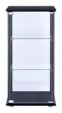 Cyclamen Black/Clear 3-Shelf Glass Curio Cabinet by Coaster at Eve Furniture
