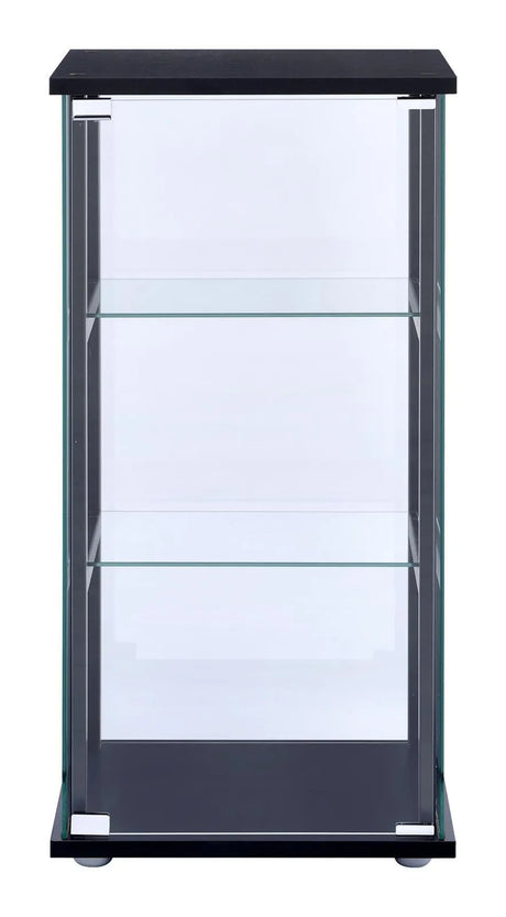 Cyclamen Black/Clear 3-Shelf Glass Curio Cabinet by Coaster at Eve Furniture
